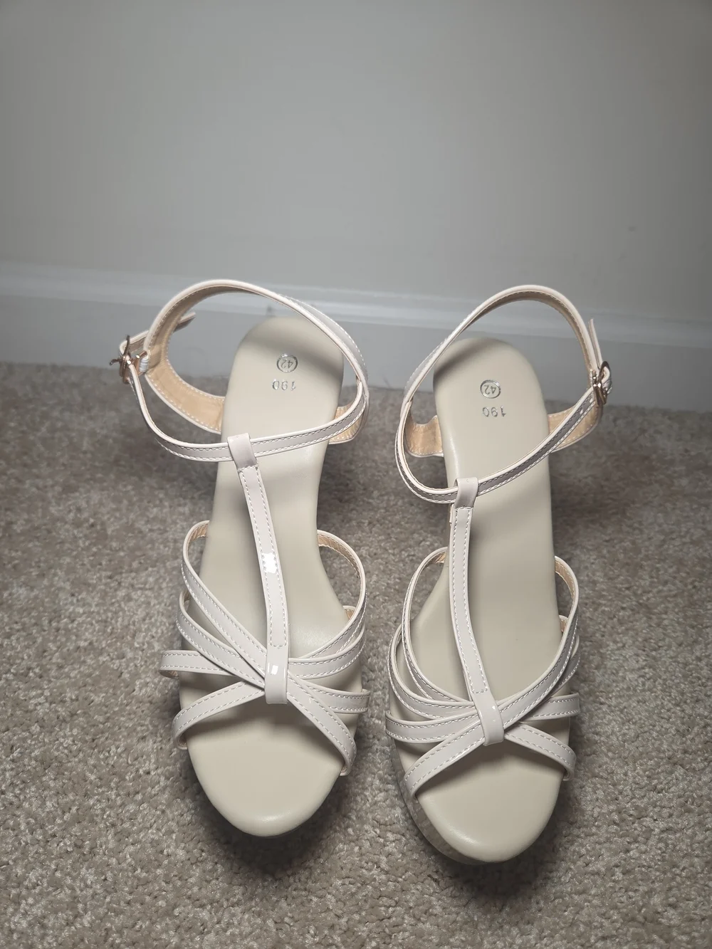 Strappy Platform High Heel Sandals - Nude